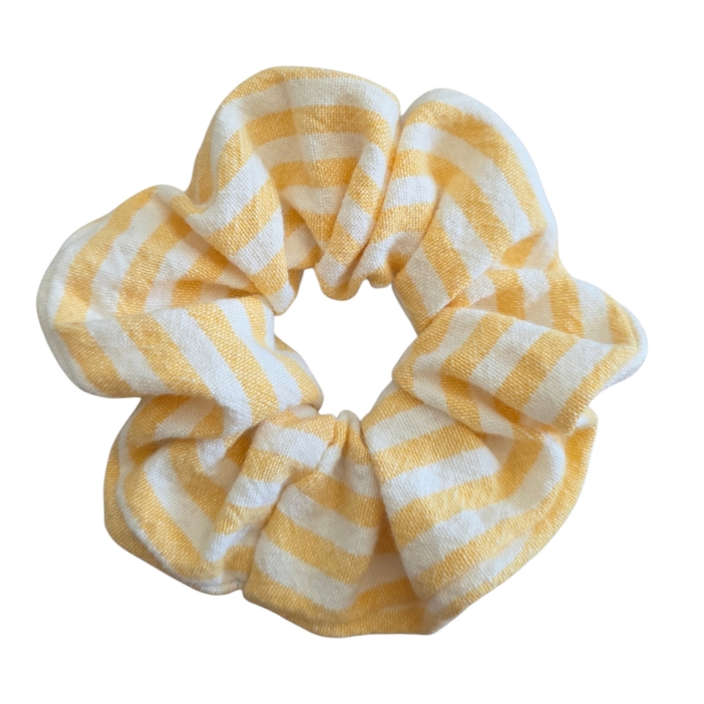 2/$5 Scrunchies (Add To Your Bundle) XL Yellow Striped Cotton Hair Tie Scrunchie
